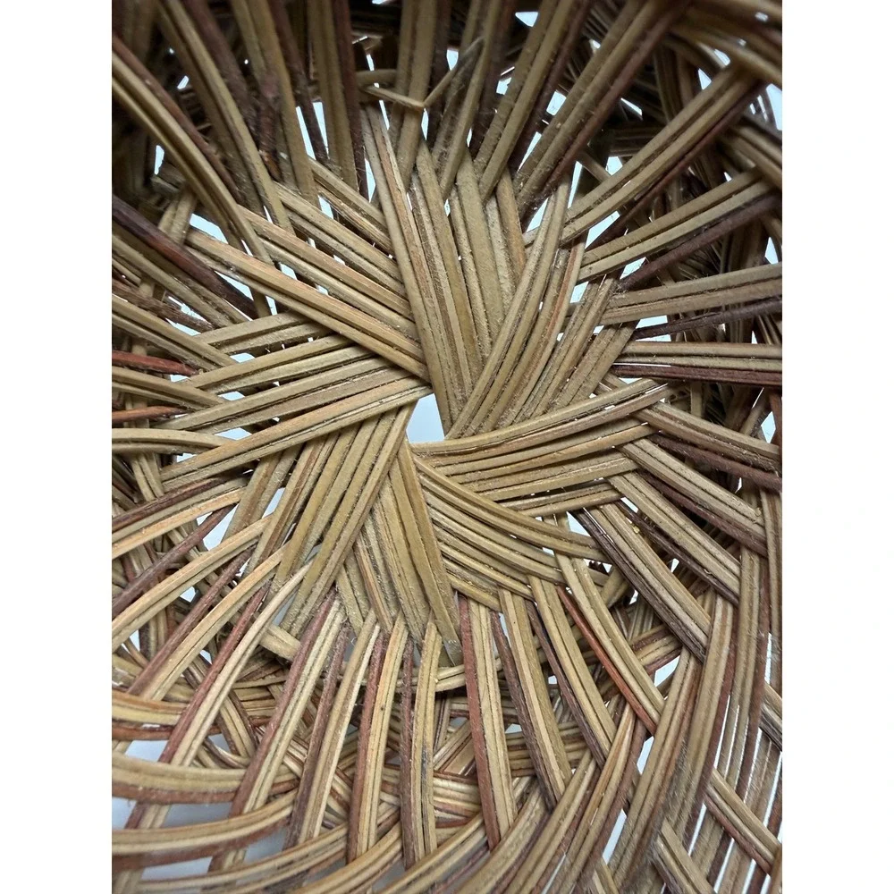 Vintage Oval Wicker Basket Handcrafted Open Weave Lattice Boho Decor Brown